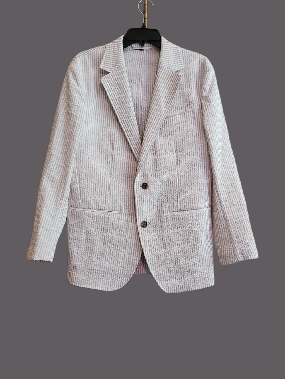 Bonobos Beige And White Seersucker Two-Button Blazer